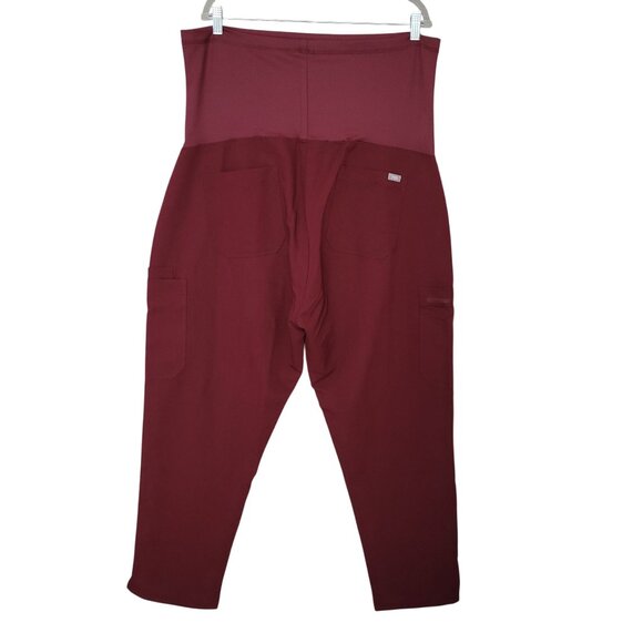 Figs Yola Maternity Petite Scrub Pants Womens Size 2XL Burgundy NWT - Picture 2 of 6